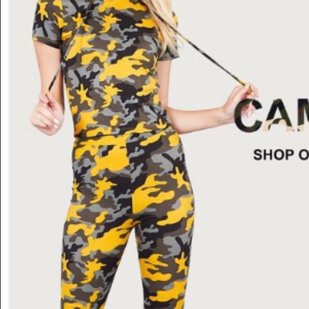 Banana Camo two piece short set.